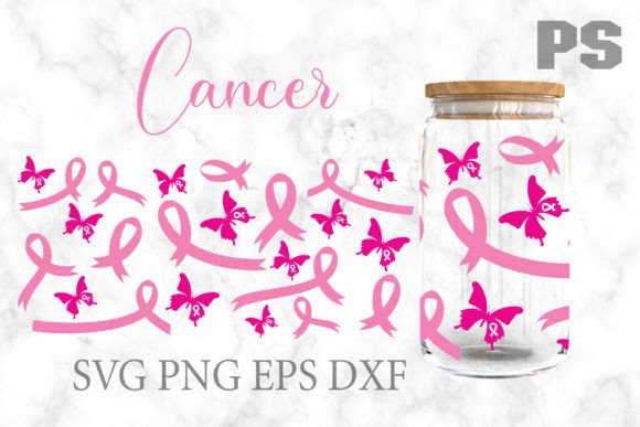 16oz Breast Cancer Libbey Glass Can SVG