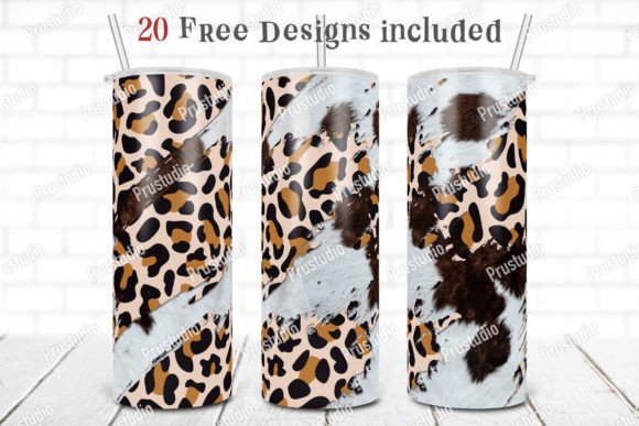 20oz Skinny Tumbler Leopard Cowhide PNG