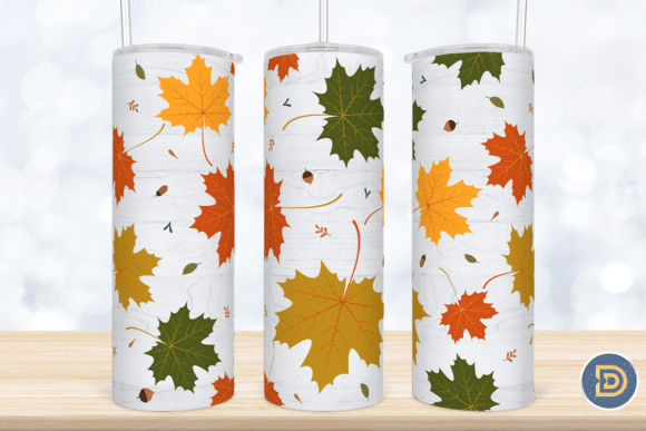 Autumn Leaves Wood Skinny 20Oz Tumbler
