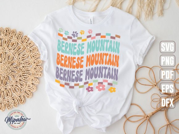 Bernese Mountain Svg, Groovy Wavy Retro