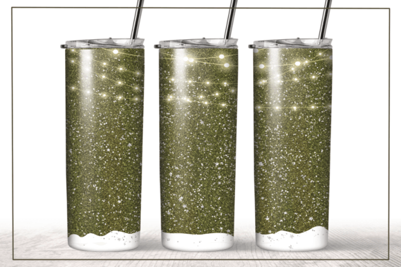 Christmas Green Glitter Light Tumbler