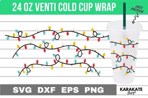 Christmas Lights 24 Oz Venti Cup Wrap