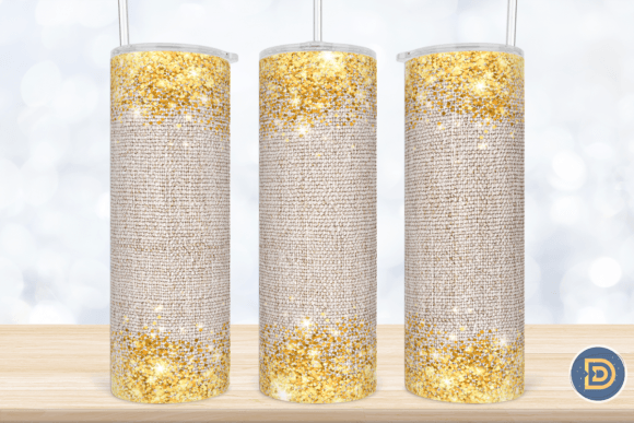 Fabric Gold Glitter 20Oz Tumbler PNG