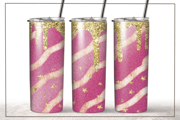 Glitter Pink Gold Dripping Tumbler Wrap