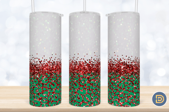 Green Leopard Glitter Tumbler PNG 20Oz