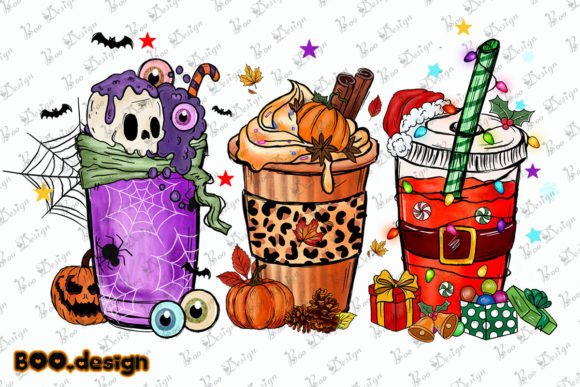 Happy Hallothanksmas Latte Cup Design