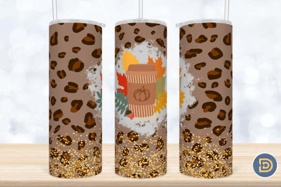 Leopard Coffee Glitter 20Oz Tumbler PNG