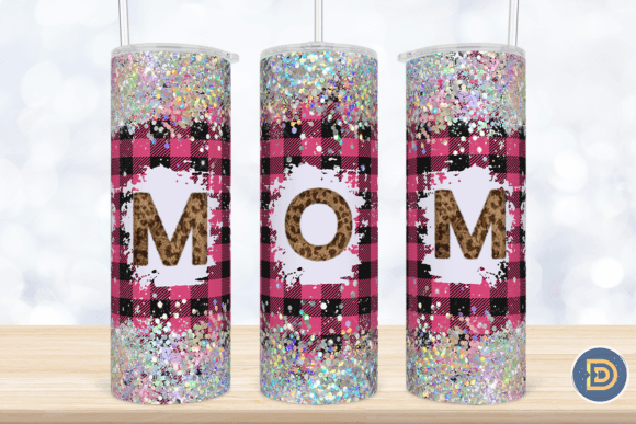 Mom Plaid Glitter 20Oz Tumbler Wrap