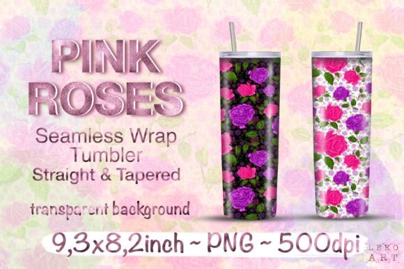 Pink Roses Wrap Tumbler Sublimation