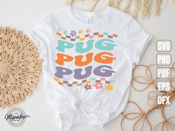 Pug Svg, Groovy Wavy Retro