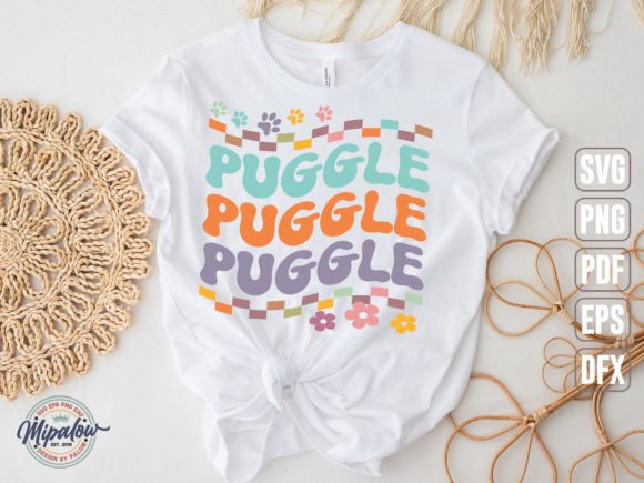 Puggle Svg, Groovy Wavy Retro