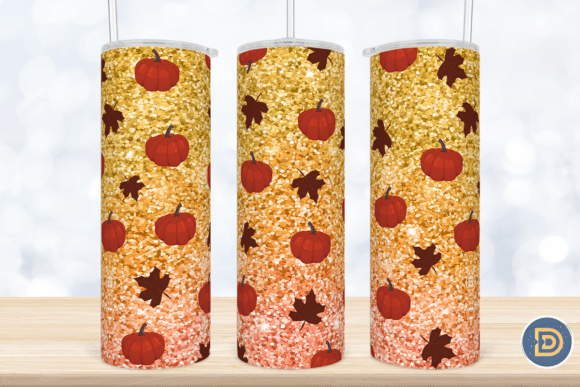 Pumpkin Autumn Glitter 20Oz Tumbler Wrap