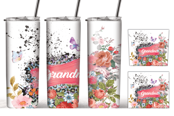 Watercolor Flower Brush Tumbler Wrap