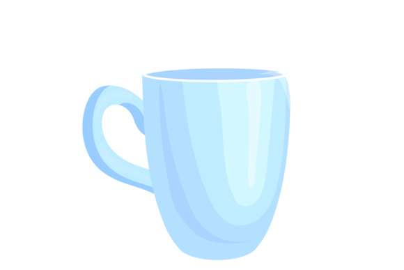 White Ceramic Cup Icon. Cartoon Porcelai