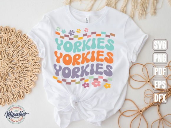 YORKIES Svg, Groovy Wavy Retro